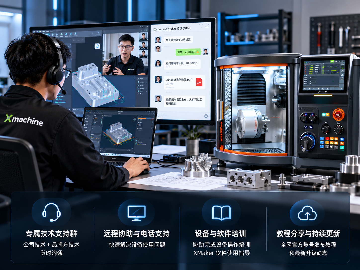 Xmachine 桌面五轴 CNC 技术支持与售后服务：远程协助、培训与软件指导